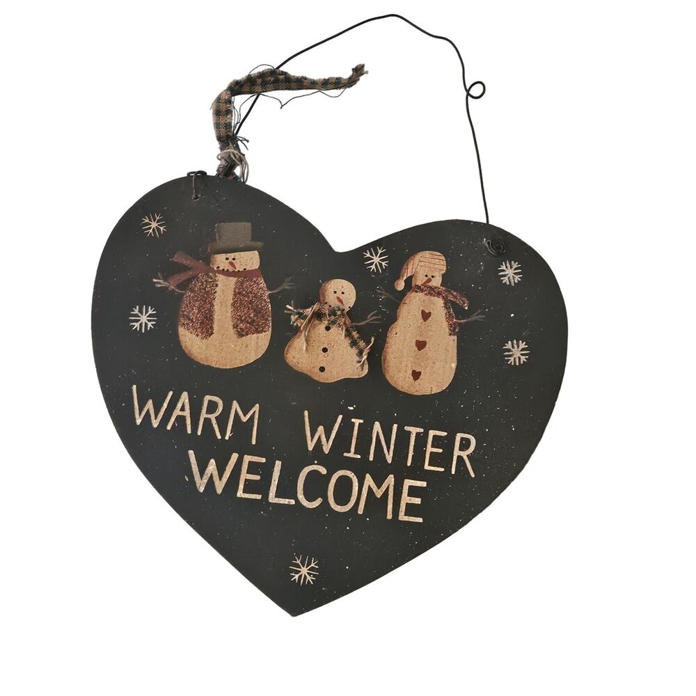 Warm Winter Welcome Wooden Snowman Decor